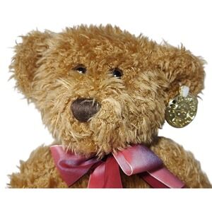 Dan Dee Collectors Choice Sitting Plush Stuffed Brown Bear With‎ Ombre Bow 14 in